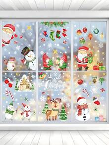 177pcs/10sheets Christmas Santa Claus Window Stickers, Cute Santa Claus, Snowman, Reindeer, Christmas Tree, Candy Static Cling Window Decals For Home Decor, Indoor/Outdoor, Party Decorations, Happy Holidays Glass Stickers - Multicolor - View 7