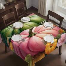 1pc Thanksgiving Autumn Creative Dual-Color Pumpkin Print Holiday Decorative Tablecloth, Absorbent Dirt-Resistant Dining Table Cover, Warm & Comfortable Home Decor Rectangular Coffee Table Cloth - Multicolor - View 17