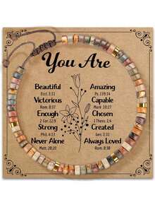 Regalos inspiradores pulseras para mujeres pulseras de piedras naturales curativas - Regalos para que te mejores pronto para mujeres mejores amigas hermanas niñas - "La vida es dura, pero tú también lo eres" pulsera