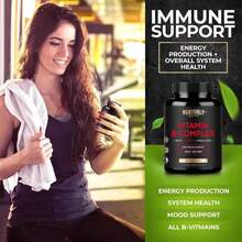 Vitamin B Complex With Vitamin C - Contains All Essential B Vitamins - B1, B2, B3, B5, B6, B7, B9, B12 And Biotin - Super B Complex Vitamins For Energy, Immunity And Mood Support - 90 Capsules - Flavor NameA - 查看 7