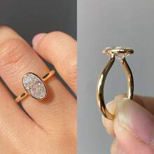 1pc Fashionable And Unique Square Zirconia Oval Main Stone Women's Work Ring