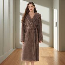 Cationic Couple Robe, Men/Women Long Thick Fleece Warm Bathrobe, Long Sleeve Soft Plush Sleepwear Set, Luxurious Warm Christmas & New Year Gift