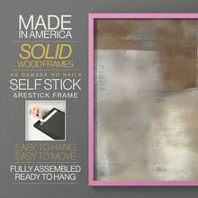 1pc Restickable Framed Modern Rustic Abstract Art Print, Wood Frame, Soft Geometric Shapes, Textured Brushwork, Contemporary Neutral Tones, Statement Wall Art Home Decor, Wall Art For Living Room, Entryway, Bedroom Art, Made In USA, Ready To Hang Art Prints - Pink - View 6