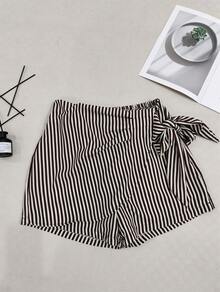 Women's Striped Shorts - Marrón rayado - Ver 1
