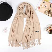 1 Stück Damen Einfarbiger Fransen Eleganter, leichter und weicher Schal für Outdoor Sonnenschutz