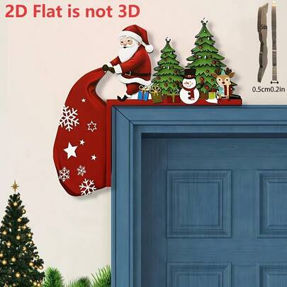 1 Cartoon Wooden Door Frame Decoration, Festive Celebration, Santa Claus HoHoHo Text Gift Box Pattern, Hanging Christmas Ornaments, Christmas Door Frame Decoration Christmas Decoration XMAS Decor Christmas Tree Gift Decor Thanksgiving Wedding Home Decor Fall Decor Autumn Decor Birthday Decorations For Gifts Party Supplies Indoor Outdoor Garden Holiday Festival Decor Halloween Decor Wall Decor Halloween Ornaments