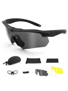 1 套运动护目镜，双层镜片，多功能可更换彩色镜片，防风防沙可拆卸镜腿，户外骑行登山运动眼镜，适合夏季海滩度假、户外、旅行