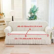 1pc Solid Color Jacquard Thick Elastic Skirt Style Sofa Cover, Soft Fabric Suitable For Living Room, Bedroom, Study - Big Leaf Skirt- - View 11