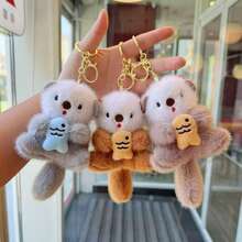 Joivida 1pc Cute Plush Otter Holding Fish Doll Doll Pendant, Bag Charm, Keychain Halloween Accessories Teachers Day Christmas Gift Ideas