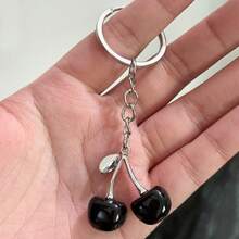 Cherry Shaped Simulation Keychain, Creative Fruit Design Keyring For Decoration, Cartoon Y2K Backpack Accessories Valentine's Day Valentines Car Accessories Bag Charm School Letter Cute Goth Halloween Accessories Teachers Day - Multicolor - View 3