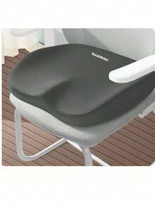 1件套人体工学腰部支撑垫，适用于办公椅，记忆海绵靠背和坐垫，柔软涤纶面料，舒适减压设计，适合家庭和办公室使用，可手洗，黑色和灰色可选。椅垫、坐垫、办公用品、椅子靠垫、游戏椅、办公桌配件