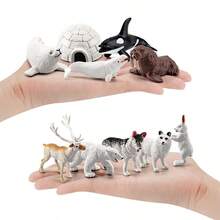 Miniature Simulation Animal Models, Arctic Winter Animals, Beluga Whales, Seals, Huskies, Decorative Toys, Photo-Taking Animal Models, Solid Plastic Arctic Models