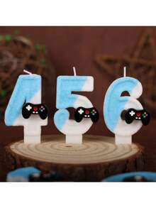1Pc Gamepad Themed Number Candle (0-9), Glitter Game Controller Birthday Cake Candle, Creative Digital Candles For Birthday/Wedding Anniversary Party Decoration Supplies