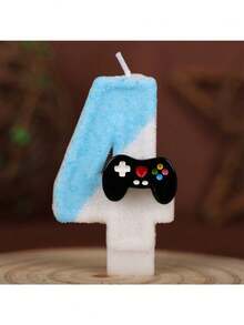 1Pc Gamepad Themed Number Candle (0-9), Glitter Game Controller Birthday Cake Candle, Creative Digital Candles For Birthday/Wedding Anniversary Party Decoration Supplies
