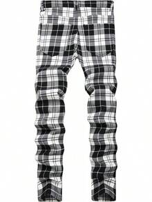 TENGINE Plaid Pants For Men, Mens Skinny Stretch Slim Fit Chinos Golf Business Dress Casual Pants - 藍色條紋 - 查看 8