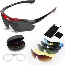 Lentes Deportivos de Ciclismo, Gafas de Sol Polarizadas Deportivas, Gafas de Ciclismo con 5 Lentes Intercambiables, Gafas de Bicicleta Mujeres y Hombres para Béisbol Correr Pescar Hiking Esquí - 1 - Ver 9