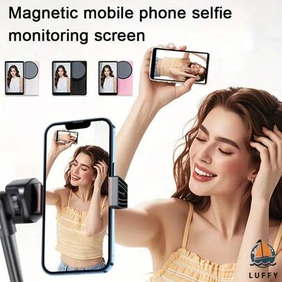 Support IPhon Selfie Vlog Projection Screen Magsafe External Screen Smart Phone Rear Camera Screen Can Mirror Small Display Screen, One-Click Wireless Shooting Button, Can Take Selfies, Record Videos, Live Stream, TikTo Shooting Best Support 4K 30FPS Recording