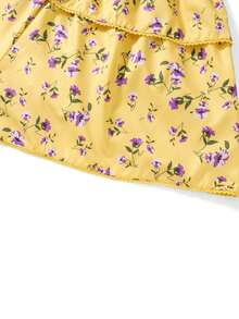 Womens Halter Neck Dress Front Back Tie Layered Floral Print Backless Short Dress - Amarillo - Ver 10