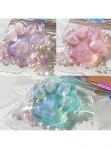 1 pieza Juguete de apretón de garra de gato de alivio de estrés extra grande, juguete de apretón de garra de gato transparente de 230g de grosor extra y de colores aleatorios para alivio de estrés