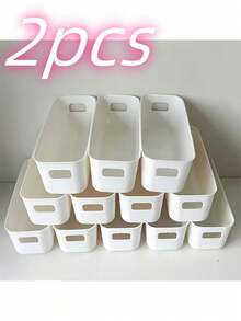 10pcs Stackable Plastic Storage Boxes With Handles, Suitable For Office, Home, Wardrobe | 5pcs/2pcs Multi-Functional Storage Baskets, Containers For Socks, Underwear, Stationery, Cosmetics, Space-Saving Drawer-Style Storage Boxes,For Back To School - White - View 9