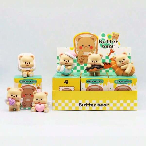 1 peça de pelúcia fofa de urso amanteigado, decoração criativa para mesa, presente para mulheres, namorada, aniversário, Dia dos Namorados, Dia de Ação de Graças, Natal, volta às aulas (estilo aleatório)