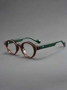 New Retro Round Fashion Sunglasses, Small Frame Round Face Glasses, Contrast Color Vintage Unisex, Lightweight & Transparent, Suitable For All Seasons