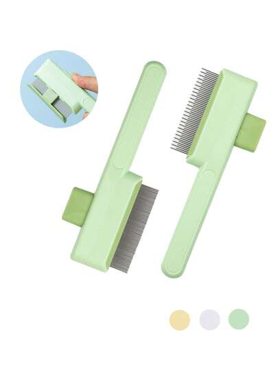 مشط تنظيف ذاتي لتنظيف الحيوانات الأليفة قطعة واحدة للقطط والكلاب والأرانب - فرشاة إزالة القمل بأسنان كثيفة مع مقبض إرجونومي ، بدون كهرباء مطلوبة ، فرشاة مجزأة لإزالة الفراء بفعالية والاستحمام اللطيف ، مستلزمات تنظيف الحيوانات الأليفة ، أدوات الحيوانات الأليفة سهلة الاستخدام