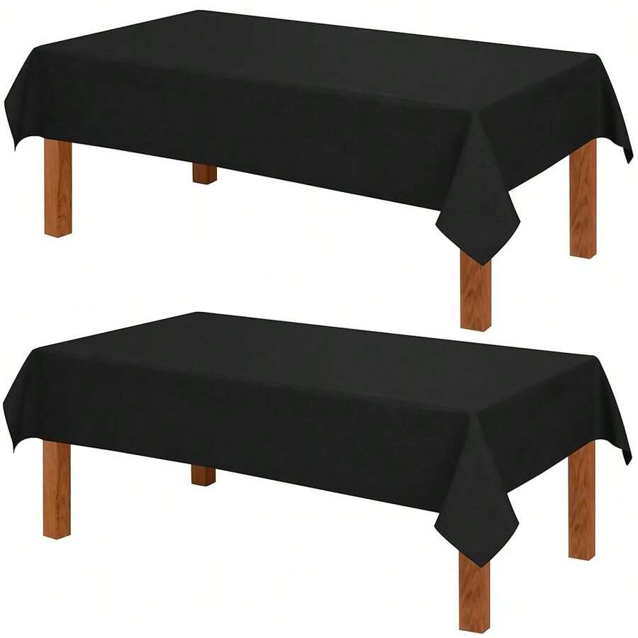 2 Pack Faux Linen Square Tablecloth - Wrinkle And Stain Resistant Washable Table Cloth For Kitchen Dining Room Holiday Table Cover For Party Dinner, Black, 70 X 70 Inch - Black70x702Pack - View 1
