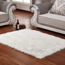 1pc White Rectangular Fluffy Rug, Soft & Skin-Friendly Carpet, Multi-Purpose For Living Room, Bedroom, Music Studio, Game Room, Closet Decor, Comfortable Home Decor, Modern Ins-Style Decorative Rug, Living Room Carpet, Sofa Seat Rug, Area Rug, Versatile Home Decor Carpet, Large Size Carpet For Living Room, Bedroom Rug, Room Decor Christmas Decor Kitchen Rug