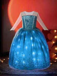 Light Up Princess Dress Girls Halloween Costume Costume Toddler Dressing Up Bithday Party, Purple - Elsablue1 - 查看 5