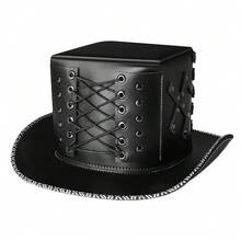 Pălărie de magician negru cu știfturi, accesoriu pentru costum de petrecere pentru gentleman, set de mărimi pentru adulți și adolescenți - Negru - Vizualizare 5
