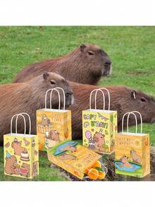 12/24个装水鼠礼品袋，适合儿童水鼠主题派对，带提手糖果纸袋，适用于生日派对、婴儿派对、生日、返校季、圣诞节、派对回礼袋 - 彩色 - 查看 5