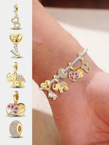 1 PC Fashionable 925 Sterling Silver Infinite Love Clasp Beads Pendant Charm Pendant Ball Suitable For Bracelets DIY Women's Jewelry - Gold - View 3