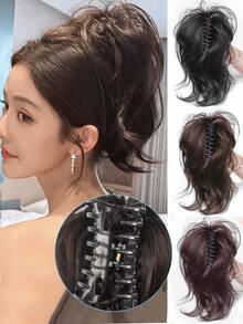 短款卷曲合成爪夹马尾假发 女士高髻马尾 - 彩色 - 查看 7