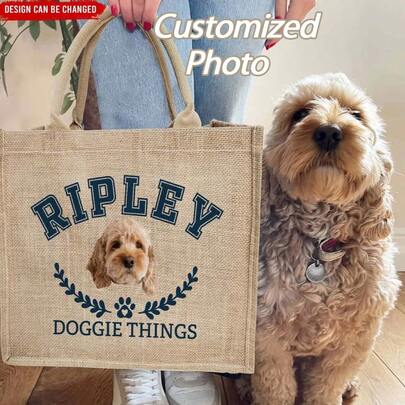 Anpassade hundtillbehör och hundparksväska - Personlig jutetygkasse, present till hundälskare