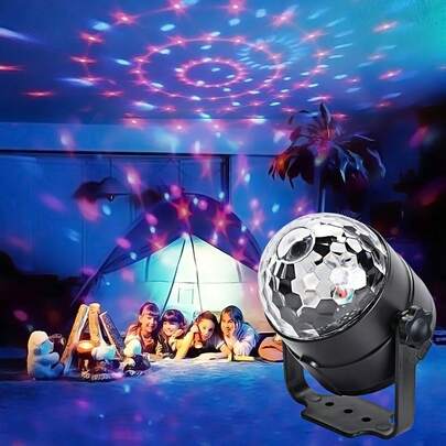 Đèn sân khấu mini LED nhiều màu sắc - Cấp nguồn qua USB, quả cầu xoay ma thuật, thích hợp cho quán karaoke và trang trí Giáng sinh.
