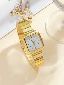 1 pezzo/set Orologio al quarzo minimalista con cinturino in acciaio, stile elegante da studente, adatto per compleanni, Ognissanti, Ringraziamento, di fine anno