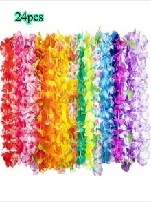 36pcs/Set Colorful Artificial Flower Leis Hawaiian Beach Party Birthday Wedding Christmas Party Decorations,Christmas - Multicolor - View 15