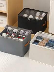 1 pièce Boîte de rangement pour chaussures pliable en tissu pouvant contenir jusqu'à 12 et 16 paires. Avec séparateurs réglables. Organisateur de chaussures pour placard avec couvercle transparent. Boîte de rangement pour chaussures, panier de rangement pour vêtements, boîte de rangement pour vêtements. Convient pour une utilisation domestique, toutes saisons