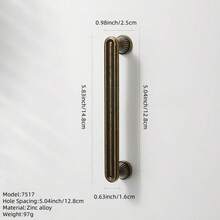 1 件复古铜 T 形圆线简约奢华家具把手、橱柜门拉手、抽屉旋钮、单孔，含安装螺丝 - 銅色 - 查看 21