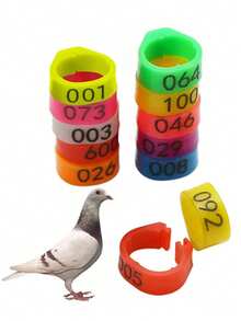 100个红绿鸽脚环，内径8毫米，塑料夹扣开口腿环，编号001-100，适用于鸟类鹦鹉赛跑训练 - 彩色 - 查看 12