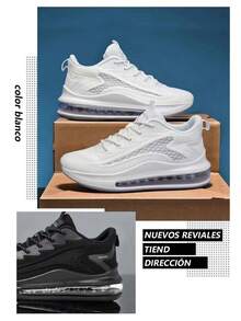 Nuevas zapatillas deportivas para hombre.Zapatos para correr al aire libre para hombres.Zapatos de malla transpirable para hombre., Estilo Moderno, Malla Transpirable, Cojín de Aire para Absorción de Impactos, Antideslizantes y Duraderos - Blanco - Ver 7