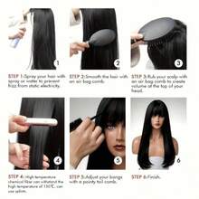 28 英寸女士黑色直发中分合成假发，耐高温丝滑优雅百搭，适合万圣节角色扮演和日常使用，适合所有女性 - 彩色 - 查看 9