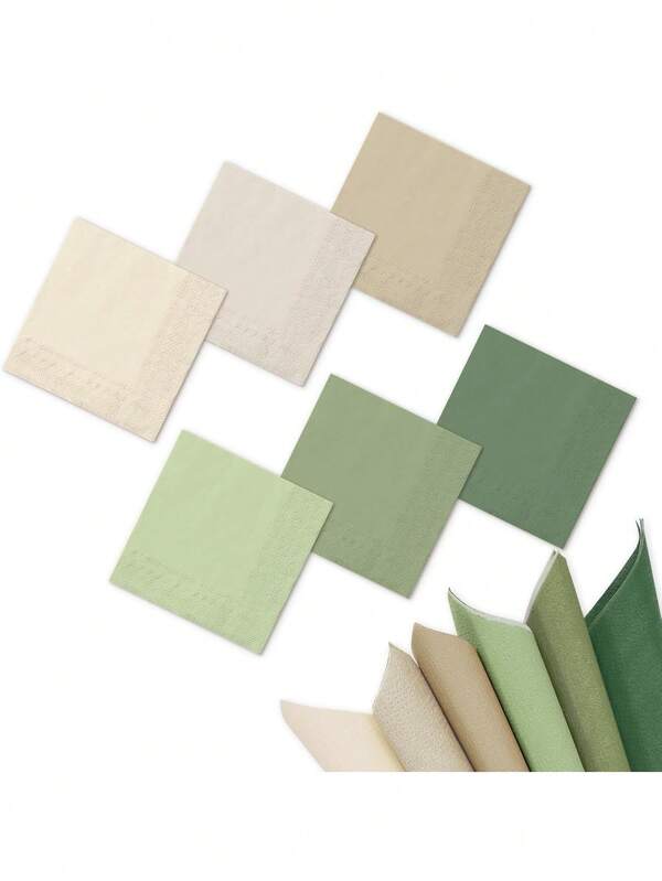 20/60/120 Pcs Sage Green Cocktail Napkin 2 Ply Nude Sage Green Color Paper Napkins Milky White Brown Green Disposable Dinner Napkins For Wedding BabyShower Supplies, 5*5 Inch