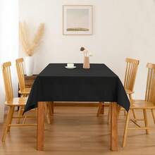 Faux Linen Rectangle Tablecloth - Wrinkle And Stain Resistant Washable Table Cloth For Kitchen Dining Room Holiday Table Cover For Dinner, Black, 60 X 140 Inch - Black 140x60 Rectangular - View 8