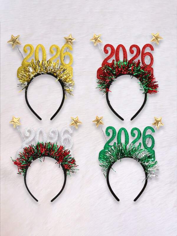1 pieza Diadema digital con estrella de colores 2026, decoración para fiesta de Navidad, accesorios de fotografía de ambiente, diadema de Año Nuevo