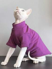 Ropa de invierno cálida para gatos Sphynx - Sudadera con cuello alto de tela de felpa, chaqueta transpirable para perros pequeños y medianos/Chihuahua, camisa suave y acogedora para resistencia al frío y al viento en otoño e invierno
