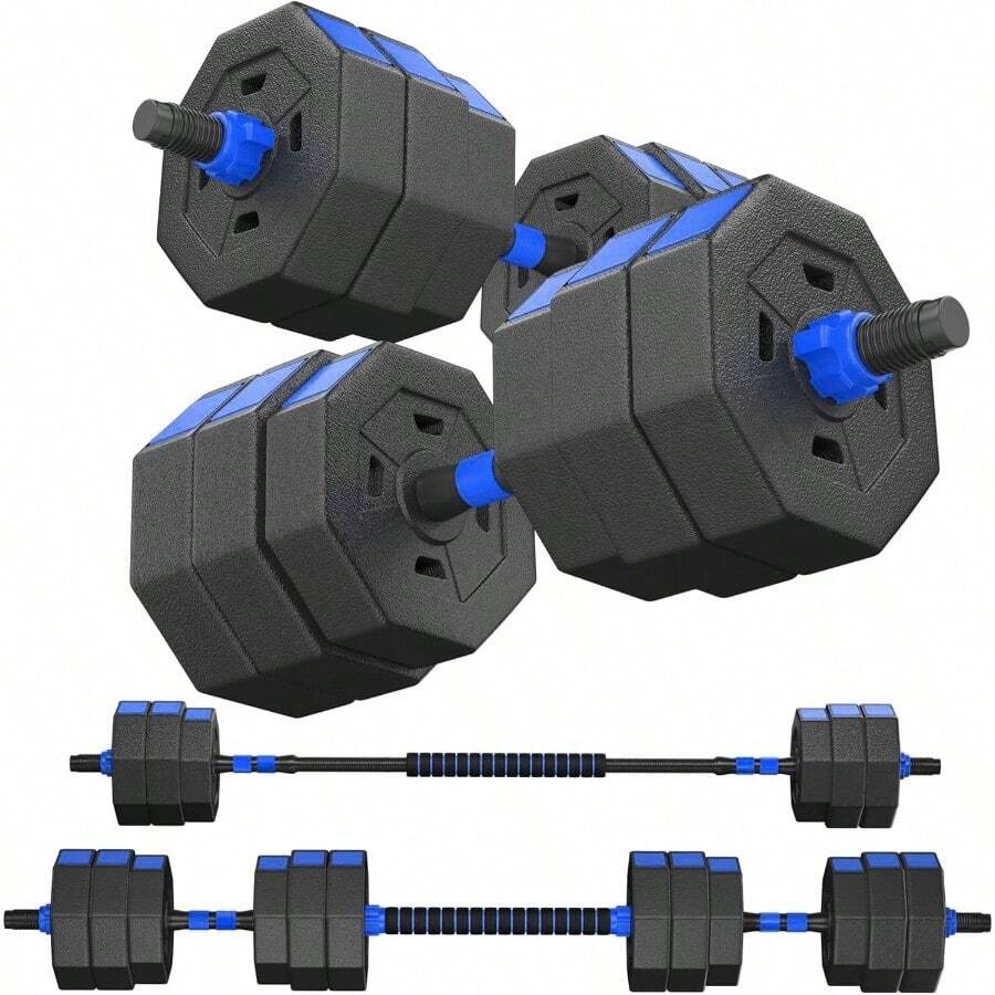 ANNA TOSANI Kit Mancuernas 2 en 1 Multiuso Múltiples Opciones 10 15 20 30 40Kg para Entrenamiento de Ejercicio en el Gimnasio en Casa Ejercicio de Todo el Cuerpo Agarra antideslizante - Azul10KG - Ver 1