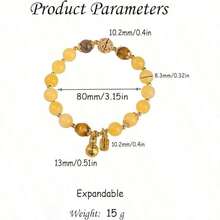 1Pc Bohemian Citrine Bead Bracelet: Gold Charm Natural Stone, Elegant Casual Jewelry, Perfect Gift - 黃色 - 查看 7