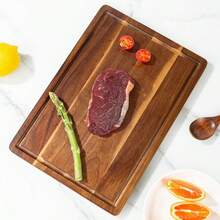 Large/Medium/Small Size Wooden Cutting Board With Non-Slip Base And Grooved Surface, Suitable For Meat, Vegetables, Cheese, Multi-Purpose Food- Cutting Board, Portable, Suitable For Home, Camping, BBQ, Holiday Gifts, Wooden Cutting Board, Carved Wooden Cutting Board, Hardwood Cutting Board